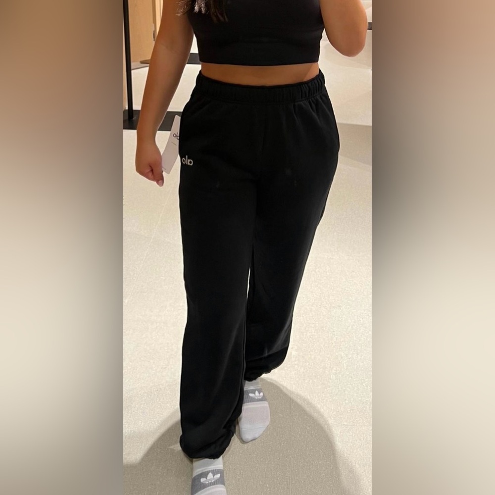 Alo Waffle Weekend Black Jogger Sz Medium M Lounge Pant